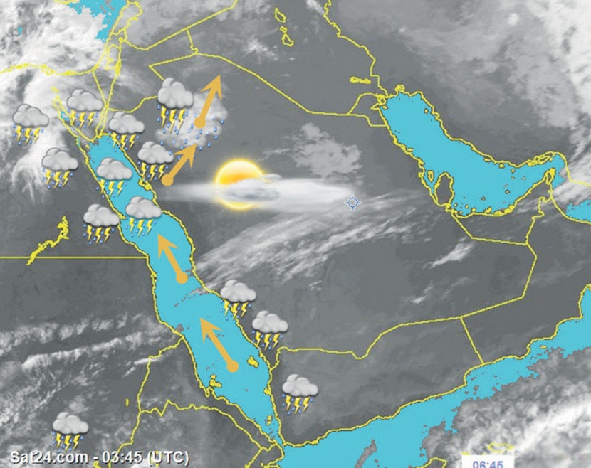 تقلبات جوية وأمطار غزيرة متوقعة على تبوك وبعض المناطق بدءا من الغد