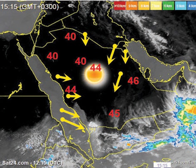 استمرار الرياح النشطة على طول السواحل الجنوبية من البحر الأحمر