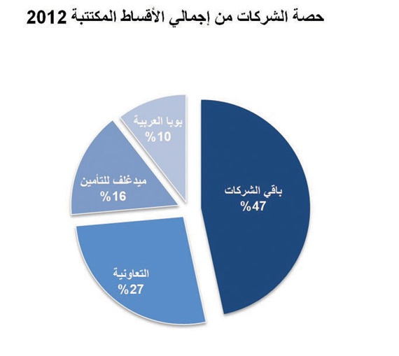 20 شركة تأمين ترفع إيراداتها السنوية خلال 2012 مقابل 11 تتراجع