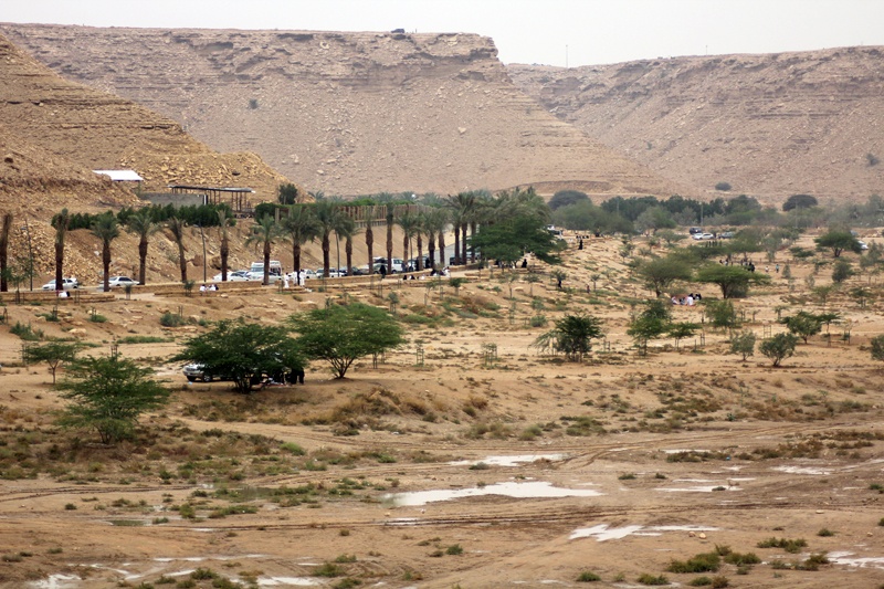 وادي حنيفة.. يشرِق بالماء ويغص بالمتنزهين