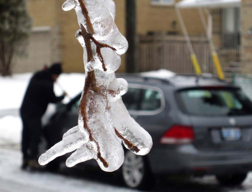 قصة مصورة : عاصفة شتوية  تغطي شوارع كندا  بالجليد