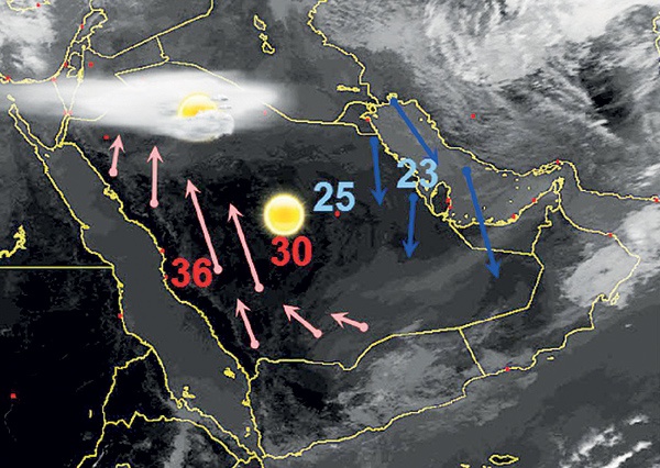 ارتفاع في درجة الحرارة اليوم .. وتوقعات بأمطار شمال وشمال شرق السعودية