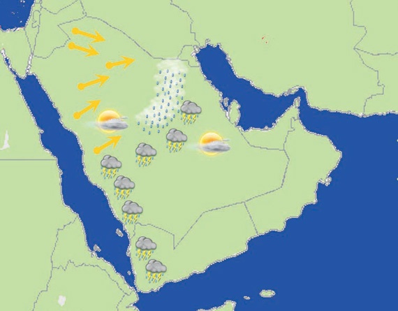 سحب على الرياض والقصيم ومكة.. وغزارة الأمطار على عسير والباحة والطائف